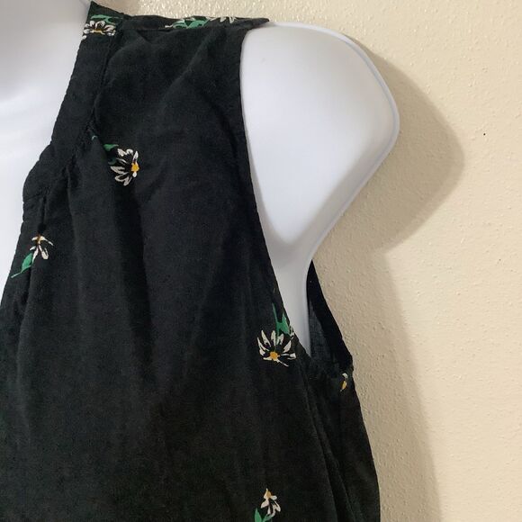 Old Navy Black Floral Cottagecore Summer Tropical Daisy Print Mini Dress Small - Picture 5 of 12